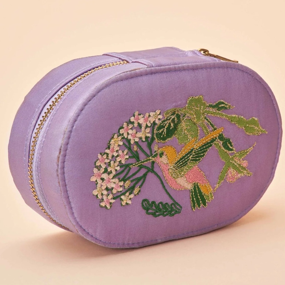 Powder UK Hummingbird luxury velvet embroidered pouch w/tassel-2 available-NWT - Picture 9 of 16